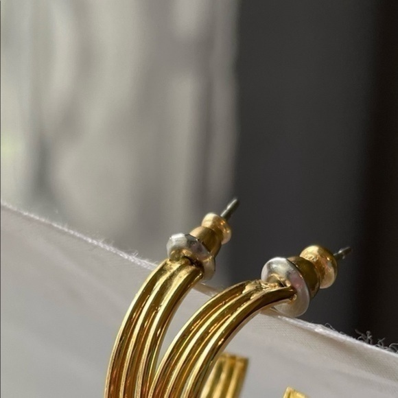 Gold tone Small Open Hoop Earrings - Picture 3 of 5